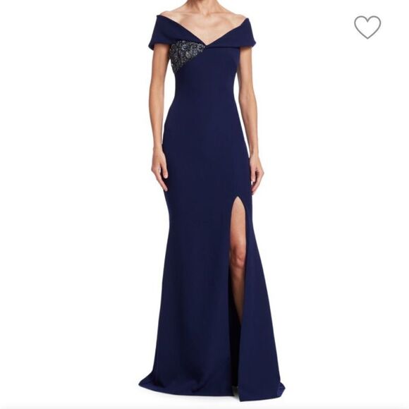 Badgley Mischka Elegant Blue Maxi Dress - Picture 1 of 14